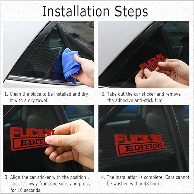 Fuck IT Edition Emblem, Car Exterior Emblems Badge 3D Sticker Decal, Fuck-IT Edition Emblem 3D Fender Badge Decal, 3D Fender Badge Decal Car Truck Replacement, Fit for All Cars (Red Black)