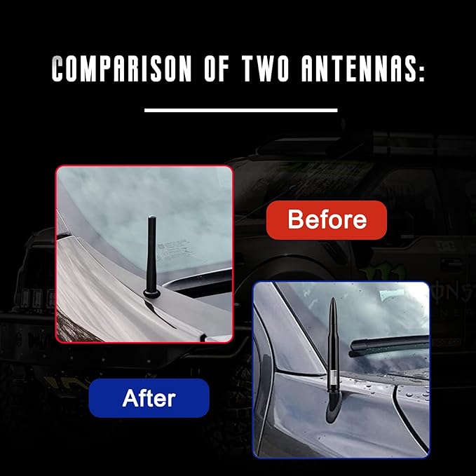 Car Truck Bullet Antenna - America Flag Style Mast for GM Chevy Silverado 1500 2500 3500 HD Avalanche Ford F150 F250 F350 Denali Heavy Duty Pickup Car Accessories(Black) - Anti Theft Desgin