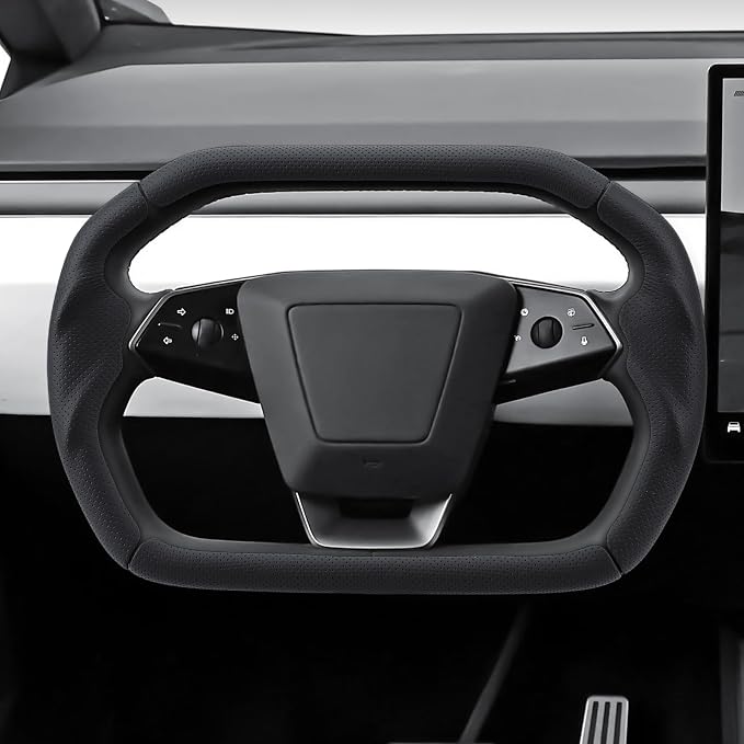 Steering Wheel Cover for Cybertruck 2023-Present Leather Steering Wheel Cover for Tesla Cybertruck Truck Car Steering Wheel Accessories (Perforated Black)