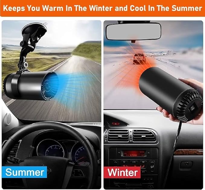 Car Heater, Windshield Defogger and Defroster, 12V 150W Portable Car Heater, Fast Heating and Cooling Car Heater, Plug-in Car Heaters (Black)