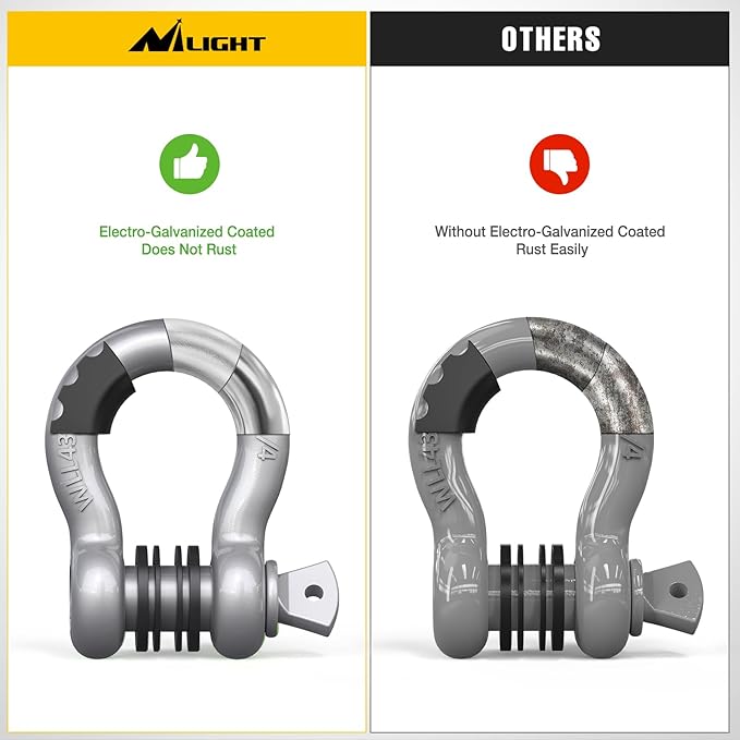 Nilight 2 Pack 3/4" D-Ring Shackle with 7/8" Screw Pin 41,887lbs Break Strength, Heavy Duty Off Road Recovery Shackle with Isolators Washers for Use with Tow Strap, Winch, Off-Road Truck Vehicle