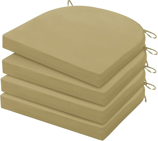 HARBOREST Outdoor Chair Cushions Set of 4, Water Resistant Patio Chair Cushions with Ties, Outdoor Seat Cushions for Patio Furniture, 17"x16"x2", Khaki