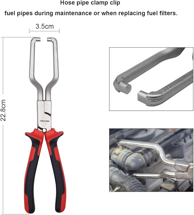 TOOLEAGUE Fuel Line Pliers Set 6Pcs, Hose Remover, 9" Fuel Filter Caliper, Hose Pipe Clamp Clip, Flat Hose Clamp Plier, 30 Degree Disconnect Pliers Set for Auto Maintenance with Storage Case
