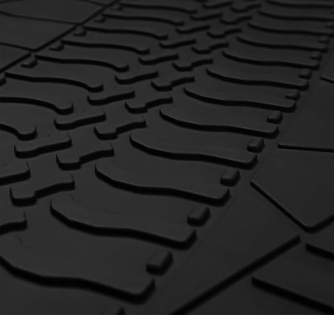Car Floor Mat for Jeep Wrangler Sahara Rubicon JK 4 Door 2014 2015 2016 2017 2018 Full Set 4 Pieces Custom Fit Black Red Rubber Auto Floor Liner Mat All Weather Heavy Duty Odorless
