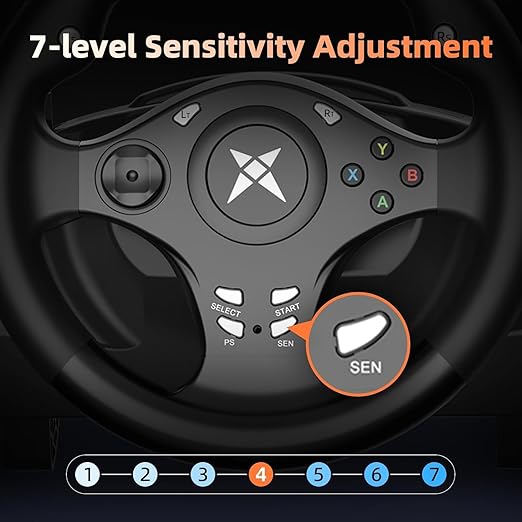 NBCP PC Racing Wheel,270 Degree Universal USB Car Sim Race Steering Wheel PS4 Large Size Steering Wheel and Pedals for PC、PS4、PS3、Xbox One、Xbox Series X/S、Switch
