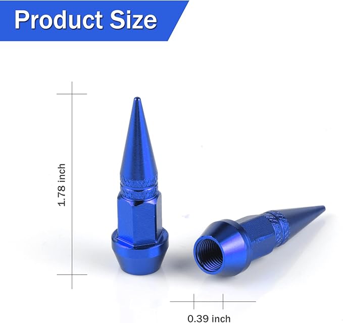 SINGARO 45mm Spiked Aluminum Stem Valve Caps,4PCS Dustproof Tire Wheel Stem Caps for Cars,SUVs,Trucks Bicycles and Motorcycles(Blue)