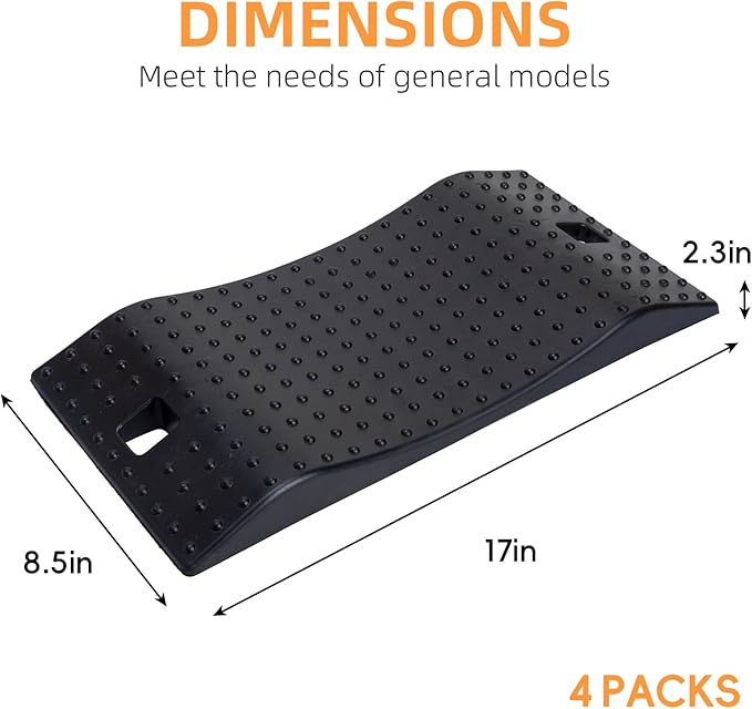 Tire Saver Ramps Rubber Fitted Wheel Design Car Tire Ramps for Flat Spot and Flat Tire Prevention, Durable Anti-Slip Pads for Storage with Handbag, Easy to Carry (4 Pack)
