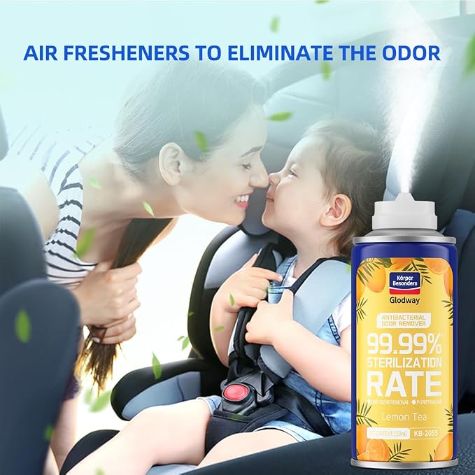 Glodway Car Air Freshener Spray,Deodorizer Odor Eliminator Remover Fogger,Long Lasting Lemon Scent,6 Ounce(Pack of 3)