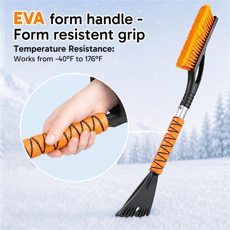 EcoNour 27" Ice Scrapers for Car Windshield, Snow Brush for Car Cleaning