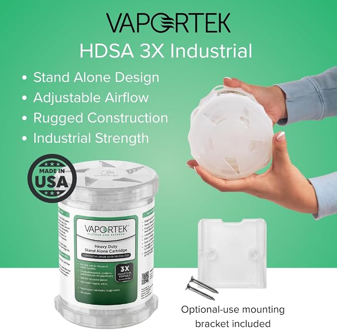 Vaportek Heavy Duty Odor Neutralizer HDSA 2.0, 1-Pack Odor Eliminator & Odor Absorber, Car Deodorizer for Home, Office, Garage & Basement, Long Lasting Odor Removal up to 20,000 Cu Ft, 3X Industrial