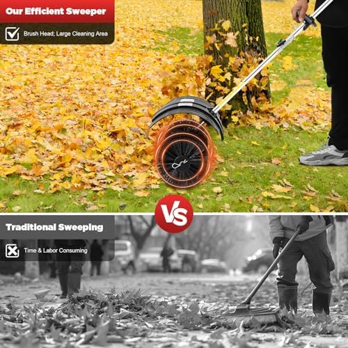2-in-1 Gas Powered Leaf Blower & Lawn Sweeper, 52CC 2.3HP Handheld Backpack Blower/Sweeper with 20.47-Inch Brush, 1700W Snow Blowers for Yard, Driveway, Sidewalk Debris Cleaning, 8500RPM