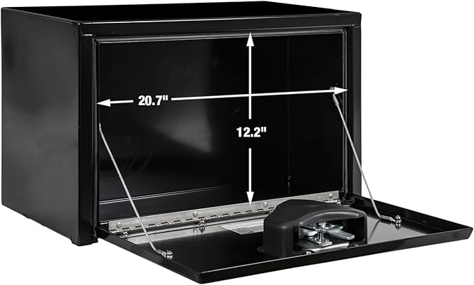 Buyers Products 1703322 Black Steel Underbody Truck Tool Box – 15 x 13 x 24 Inch - Truck Bed & Underbelly RV Storage Box, Locking T-Latch, Weather-Resistant, Heavy-Duty Flatbed Job Box, Made in USA