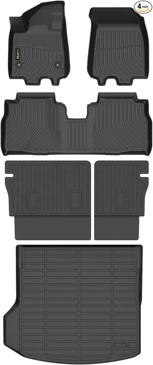 All Weather Floor Mats & Cargo Liner for Chevy Equinox EV 2024 2025 2026 with Backrest Mat Custom Fit Full Set Accessories - Black