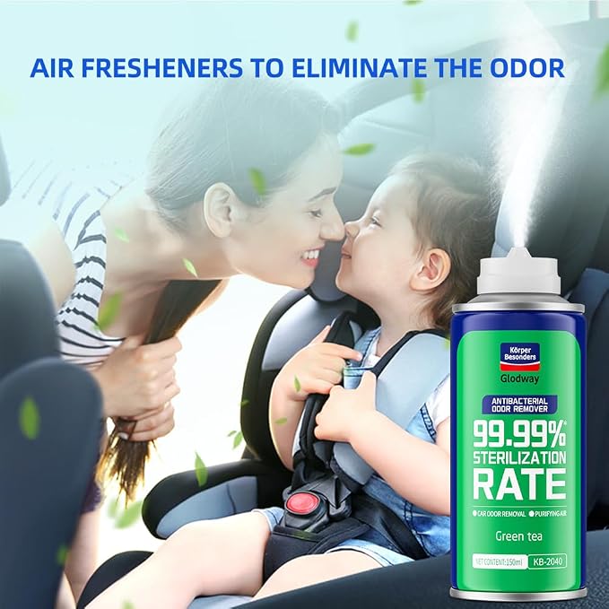 Glodway Car Air Freshener Spray,Deodorizer Odor Eliminator Remover Fogger,Long Lasting Green Tea Scent,6 Ounce(Pack of 3)