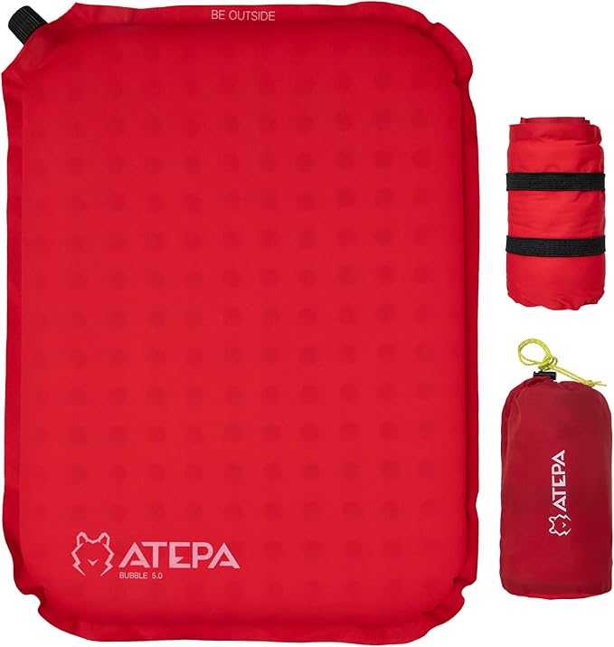 ATEPA Inflatable Seat Cushion, Compact Self-Inflating Seat Cushion for Stadium Airplane Air Travel Bleacher Camping, Blow Up Foam Seat Pad for Outdoor Sports Events Backpacking Hiking Sitting
