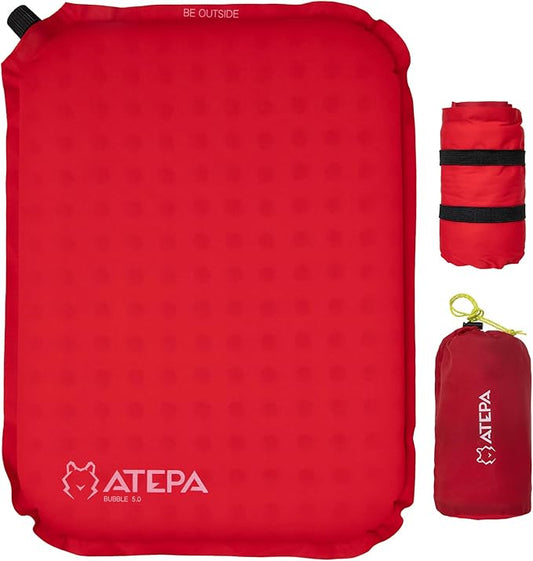 ATEPA Inflatable Seat Cushion, Compact Self-Inflating Seat Cushion for Stadium Airplane Air Travel Bleacher Camping, Blow Up Foam Seat Pad for Outdoor Sports Events Backpacking Hiking Sitting