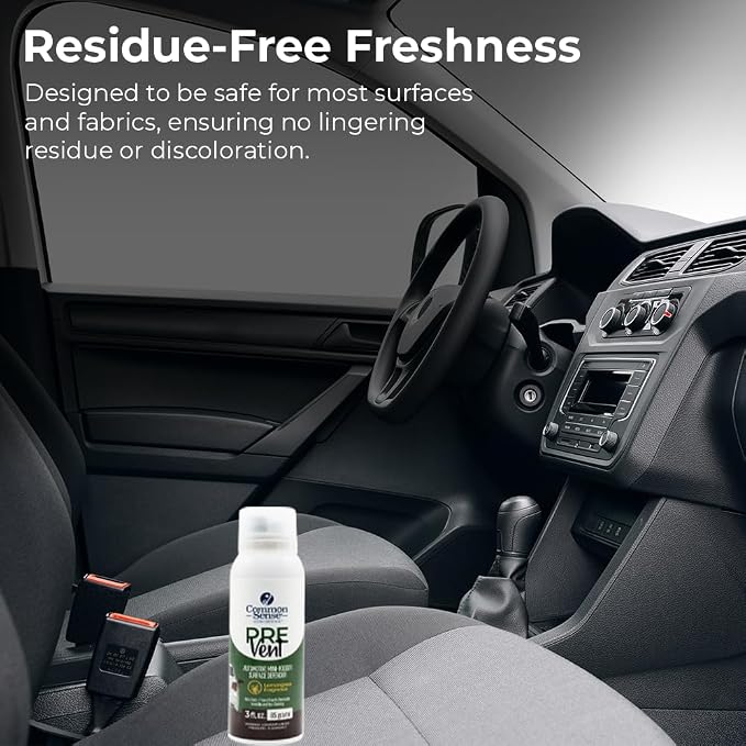 PreVent Car Fogger Deodorizing Air Refresher by Smart Common Sense, Long-Lasting Odor Control Spray for Vehicles, New Car Fragrance, 3 fl. Oz 5-Pack