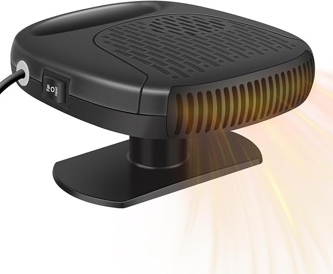 12V Portable Car Heater & Defroster – 120W Turbo Fast Heating/Cooling, 360° Adjustable, Plug & Play for Cars/SUVs/RVs – Dual Defog & Fog-Free Driving