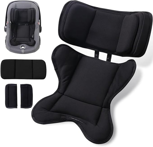 TinlyFinly Infant Insert Compatible with Doona, Graco, Britax, Chicco, Evenflo Car Seat, Adjustable Baby Head Body Support Cushion for Newborn to Toddler, Fits Infant Car Seat and Stroller (Black)