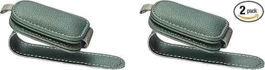 Yuoyar Sunglass Holder for Car, Magnetic Leather Sunglasses Holder and Ticket Card Clip, Car Visor Accessories, 2 Packs (Green)