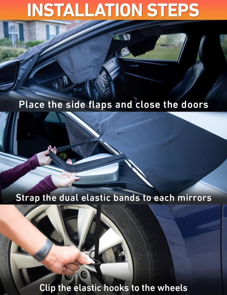 EcoNour Windshield Cover Compatible for Nissan Rogue | Windshield Cover for Ice and Snow with S-Hook Straps | Heavy-Duty 600D Oxford Winter Car Cover, Waterproof & Anti-Slip