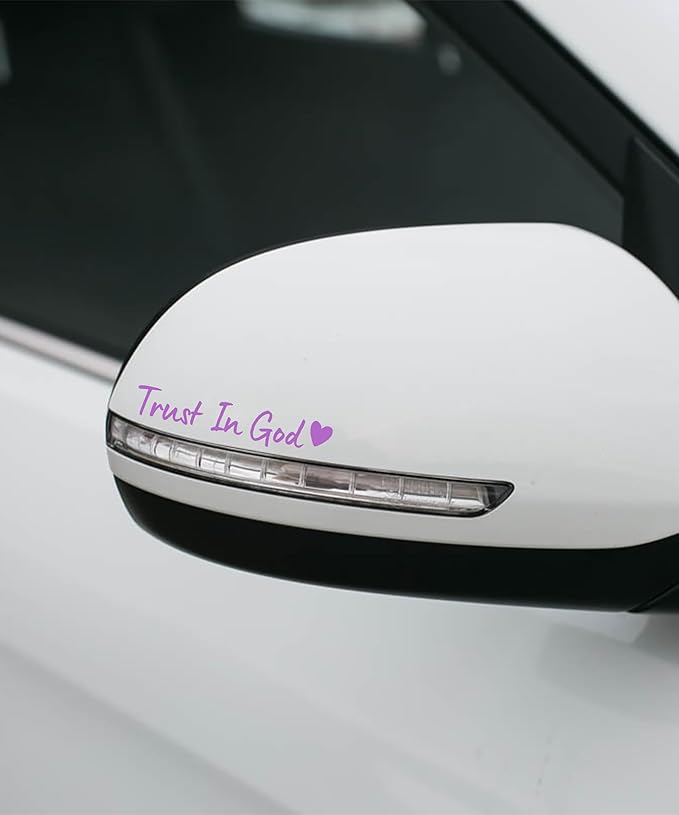 SCUARI 4PCS Car Stickers,Cars Decals,Car Accessories Trust in God Rearview Mirror Sticker,Auto Stickers and Decals,Auto Decals for Women,Trust in God Mirror Decoration,Fits Most Vehicles (Purple)