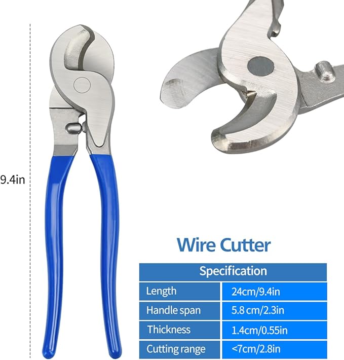 Battery Cable Lug Crimping Tool, Wire Crimper Tool with Cable Cutter for AWG 10-1/0 Electrical Lug Crimper, Heavy Duty Wire Lugs, Battery Terminal, Copper Lugs