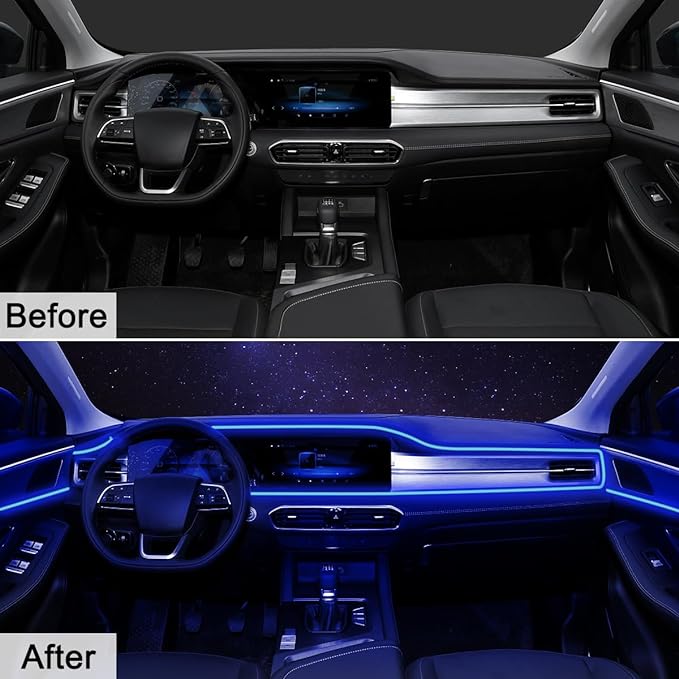 Car LED Strip Lights, LEDCARE 9 in 1 RGB Car Interior Lights with APP & Remote Control, 16 Million Colors Ambient Lighting Kit with 5 Fiber Optic LED Strips & 4 Under Dash Lights, Sync to Music