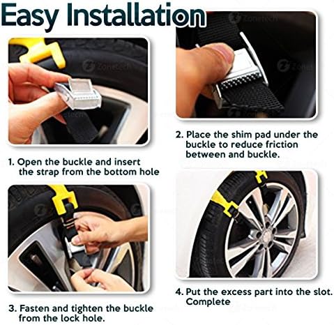 Snow Tire Chains Durable All Season Anti-Skid Snow Chains for Car Tires SUV, Pick Up and Truck Tire Chains for Emergencies and Road Trip Travel 6-Pack Yellow