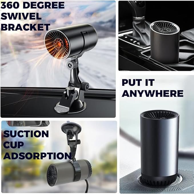Car Heater,12V 120W Portable Car Heater for Cigarette Lighter Socket,Defroster for Car Windshield,2-in-1 Heating & Cooling Rapid Defrosting and Demisting Device with Suction Holder