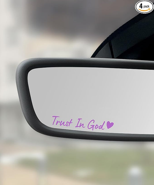 SCUARI 4PCS Car Stickers,Cars Decals,Car Accessories Trust in God Rearview Mirror Sticker,Auto Stickers and Decals,Auto Decals for Women,Trust in God Mirror Decoration,Fits Most Vehicles (Purple)