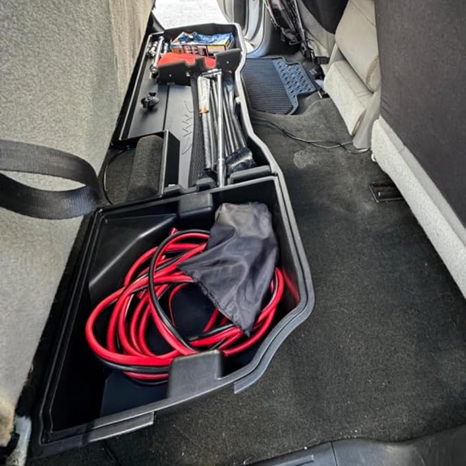 WHALEMOTOR Underseat Storage Compatible with 2014-2018 Chevy Silverado GMC Sierra Double/Extended Cab 1500(Inclu 2019 Ld/Lt)& 2015-2019 2500 3500 HD, Upgraded Rear Under Seat Organizer Cargo Box