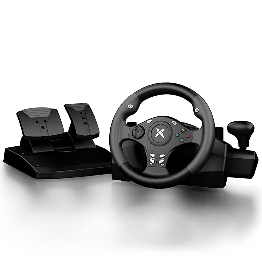 NBCP PC Racing Wheel,270 Degree Universal USB Car Sim Race Steering Wheel PS4 Large Size Steering Wheel and Pedals for PC、PS4、PS3、Xbox One、Xbox Series X/S、Switch