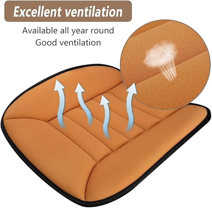 MYFAMIREA 2PCS Car Seat Cushion Pad 1.2" Thick Comfort Seat Protector for Car Driver Seat Office Chair Home Use Memory Foam Seat Cushion with Non Slip Bottom, 20'' x 18.5'', Orange