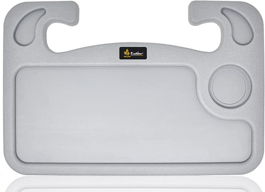 EcoNour 2 in 1 Car Steering Wheel Tray (Grey) | Multipurpose Car Steering Wheel Desk for Laptop and Food | Car Tray for Eating | Steering Wheel Accessories