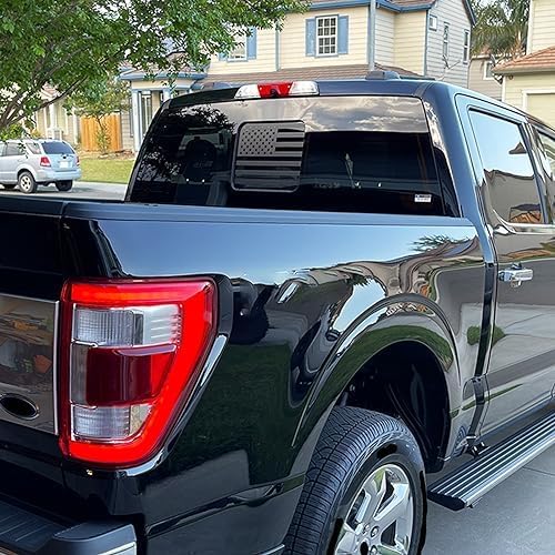 for Ford F150 F250 F350 2015– 2023 2024 2025 2026 Rear Middle Window American Flag Decal, Matte Black USA Flag Sticker for Truck Back Glass, Patriotic Vinyl Decal for Ford Raptor Accessories