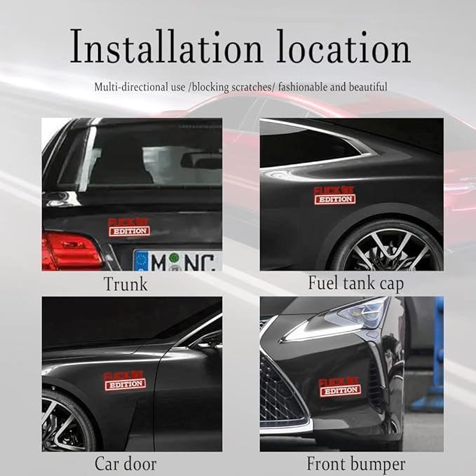 Fuck IT Edition Emblem, Car Exterior Emblems Badge 3D Sticker Decal, Fuck-IT Edition Emblem 3D Fender Badge Decal, 3D Fender Badge Decal Car Truck Replacement, Fit for All Cars (Red White)