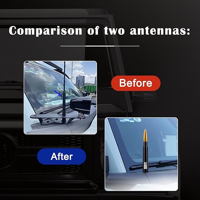 Ajxn 1 PC Car Truck Bullet Antenna, Automobile Antenna Mast, Suitable for GM Chevy Silverado 1500 3500 HD Avalanche GMC Sierra 1500 3500 Denali Heavy Duty Pickup Trucks Accessories (Gold)