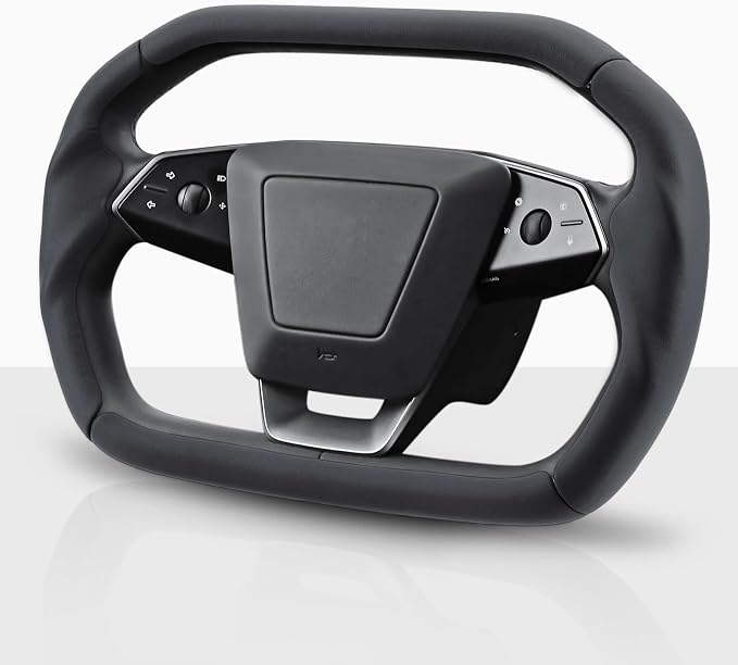 Steering Wheel Cover for Cybertruck 2023-Present Leather Steering Wheel Cover for Tesla Cybertruck Truck Car Steering Wheel Accessories (Black)