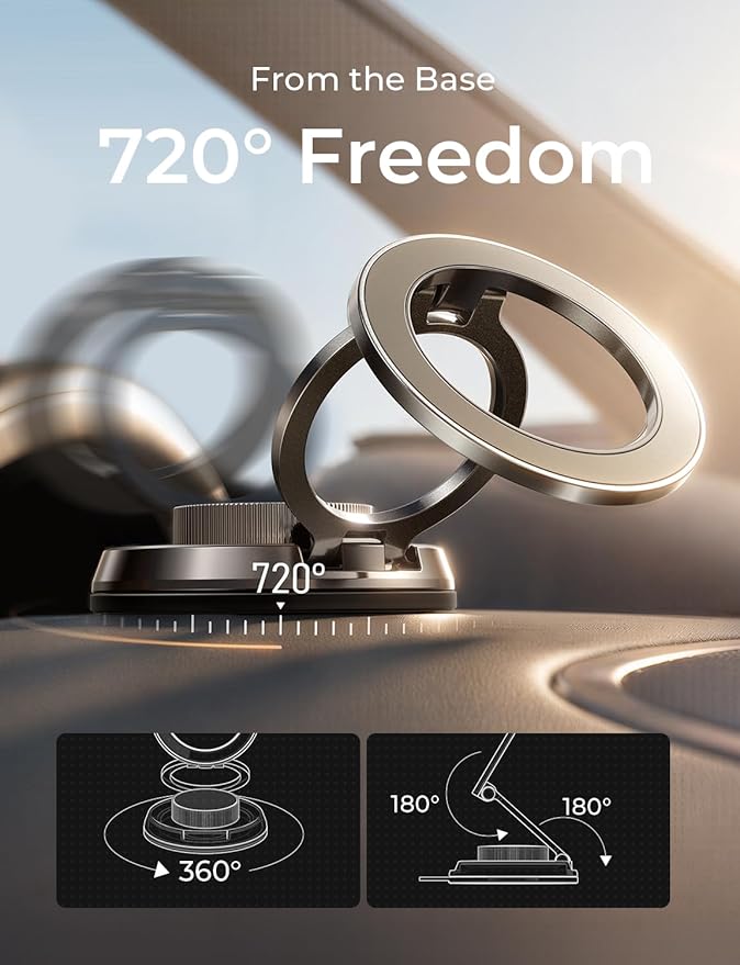 LISEN Suction Phone Mount for Vacuum, 360 Adjustable Vacuum Magnetic Phone Holder for Car [All Metal & Nano Gel Super Strong Suction] for Magsafe Car Mount for iPhone 17 Pro Max 16 15 14 13 12