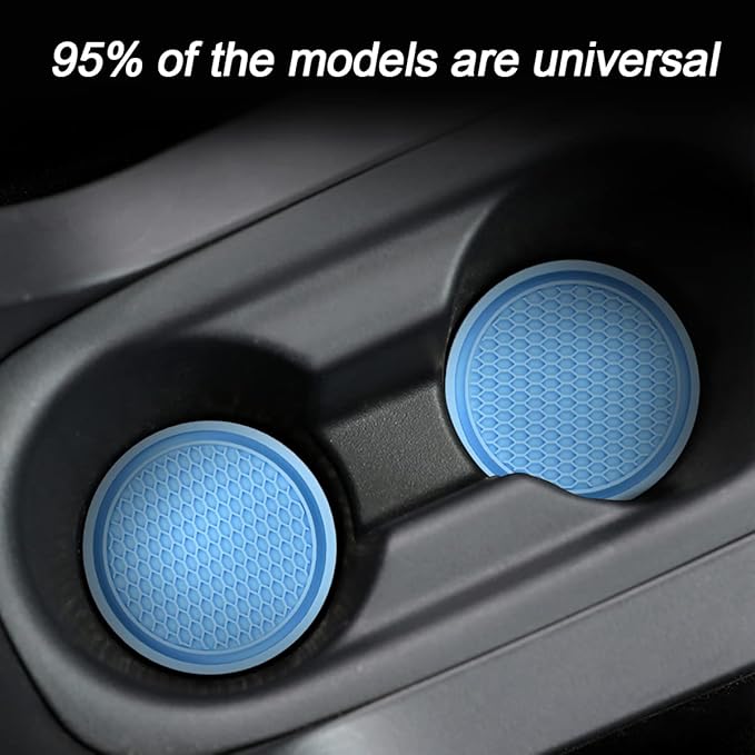 Osilly 4 Pack Car Coaster, 2.75 Inch PVC Anti Slip Cup Holder Insert Coaster, Honeycomb Waterproof Drink Mat Suitable for Most Car Interior, Universal Vehicle Accessories for Women and Men (Blue)