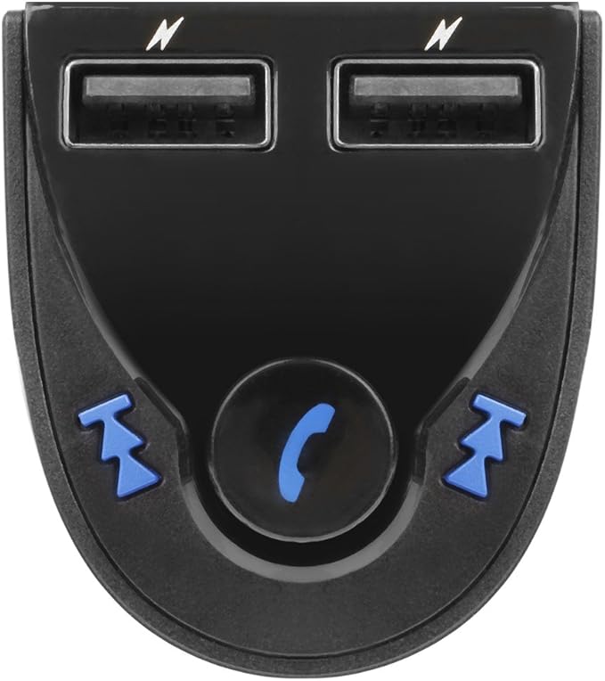 ALURATEK Bluetooth Car Audio Receiver and FM Transmitter with Mic for Hands-Free Calls (ABF01F), Blue