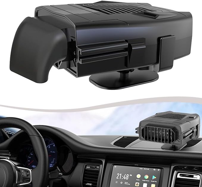 Portable 150W Car Heater and Cooling Fan for Window Defrosting, 12V Electric Heater Defroster with Compact Design for SUV Car Interior Heating and Cooling