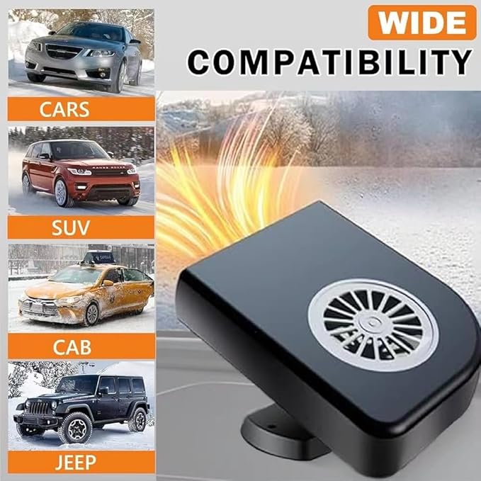 Portable Car Heater Fan, Car Defroster Defogger Heater, 2 in 1 Heating and Cooling Anti-Fog, 360 °Rotatable Windshield Demister Defroster Plug in Cigarette Lighter 12V 150W