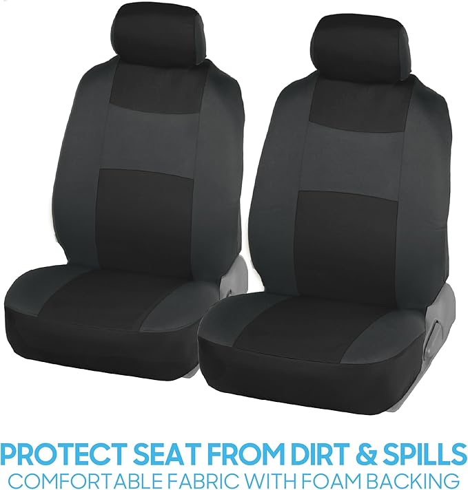 BDK PolyPro Car Seat Covers Full Set in Reverse Charcoal, Front and Rear Split Bench Seat Covers for Cars, Easy to Install Car Seats Cover Set and Accessories for Auto Trucks SUV - Reverse Charcoal