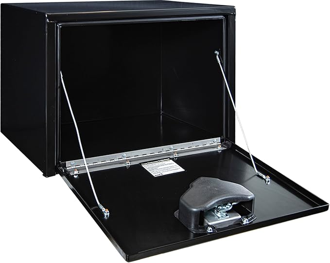 Buyers Products 1702300 Black Steel Underbody Truck Tool Box – 18 x 18 x 24 Inch - Truck Bed & Underbelly RV Storage Box, Locking T-Latch, Weather-Resistant, Heavy-Duty Flatbed Job Box, Made in USA