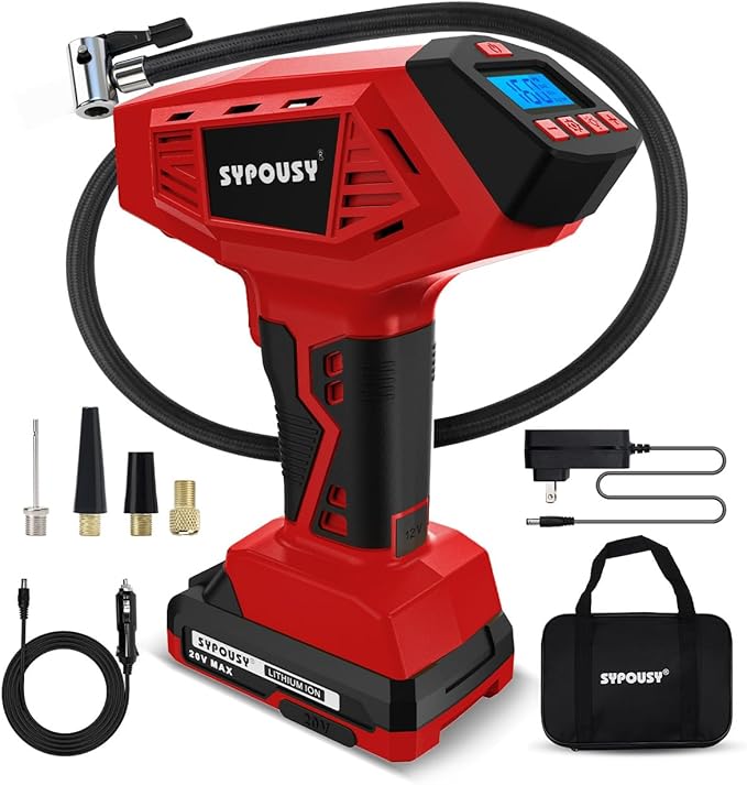 Tire Inflator Portable Air Compressor - 4X Faster Inflation, 160PSI Cordless Tire Pump with Dual Power (20V Battery & 12V DC), Auto Shut Off, Digital Gauge for Car, Motorcycle, E-Bike