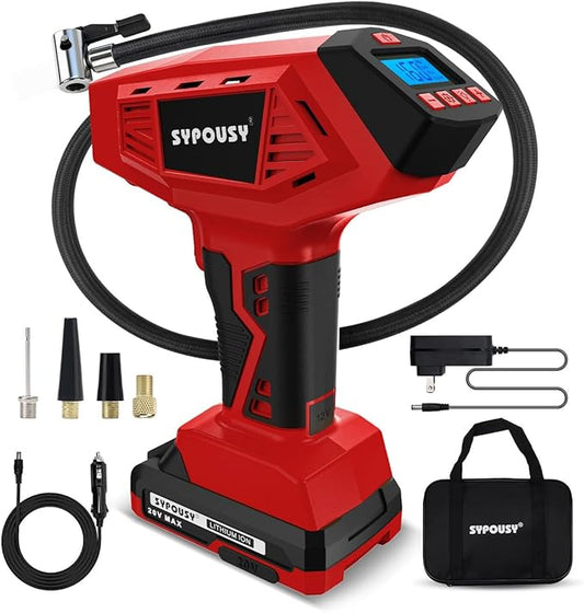 Tire Inflator Portable Air Compressor - 4X Faster Inflation, 160PSI Cordless Tire Pump with Dual Power (20V Battery & 12V DC), Auto Shut Off, Digital Gauge for Car, Motorcycle, E-Bike