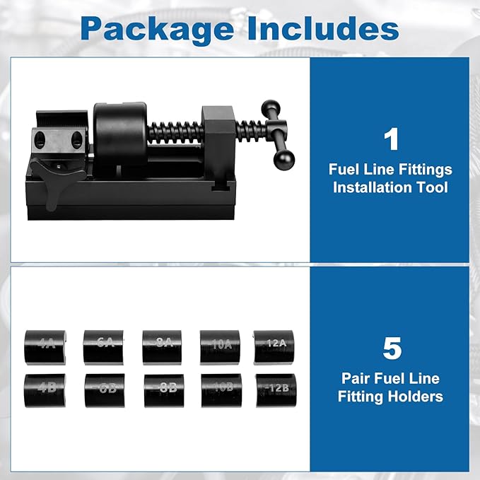 Universal AN Fuel Line Fitting Installation Tool Kit – Fits 4AN-16AN Sizes, Compatible with 4AN/6AN/8AN/10AN/12AN Hoses & Socket Nuts, with Automotive Connect/Disconnect Functions