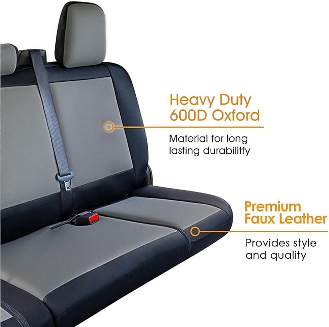 LPI Truck Grey Truck Bench Seat Cover Fits All Full-Size Silverado F-150 Ram Sierra Titan Tundra Pickup Trucks, Folding Bench or Standard Bench Seats, 600D Oxford Fabric with Faux Leather